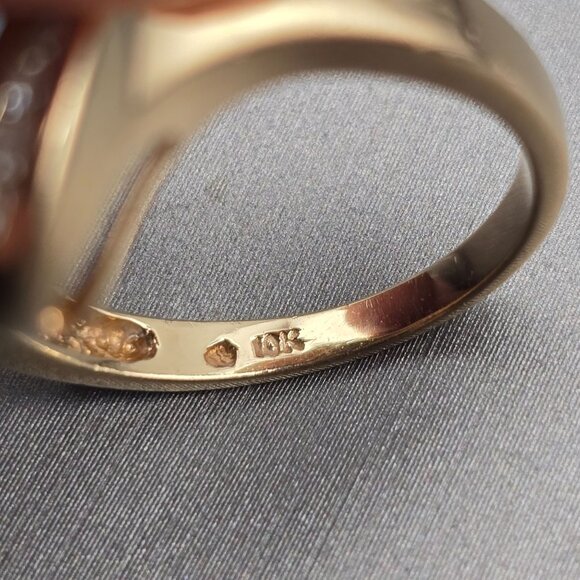 10K Yellow Gold Pear-Cut Sky-Blue Topaz & Diamond Accents Ring Size 7 4.66g - Picture 8 of 16